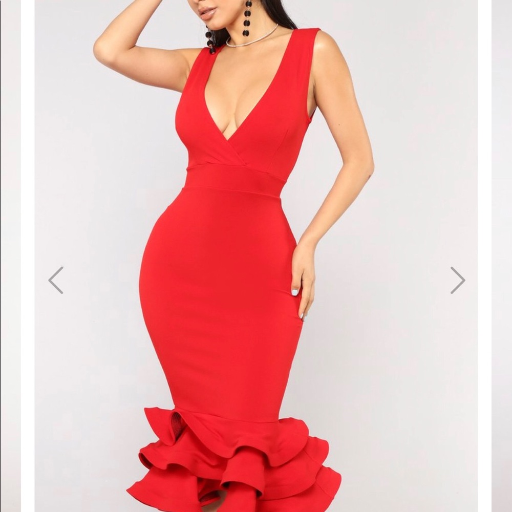 Sexy Red ruffle dress